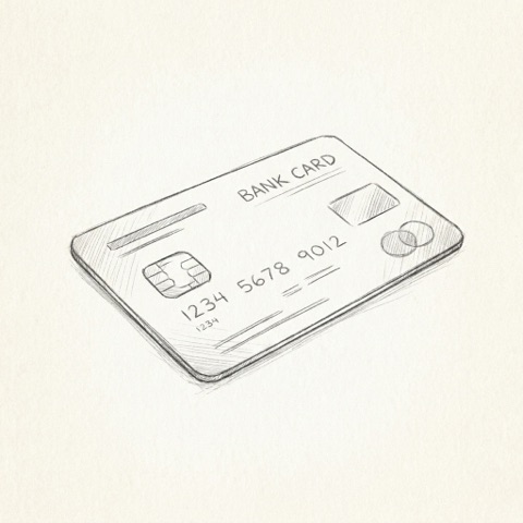 Pencil sketch of a bank debit card