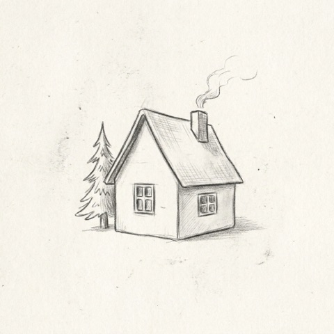 Pencil sketch of a cozy cottage